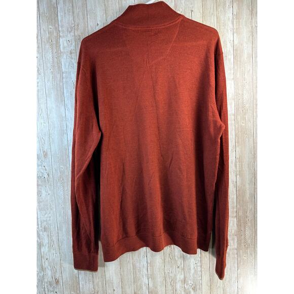 Robert‎ Graham Wool Sweater Mens XL Rust Orange Ribbed Trim Quarter Zip pullover - Picture 2 of 7